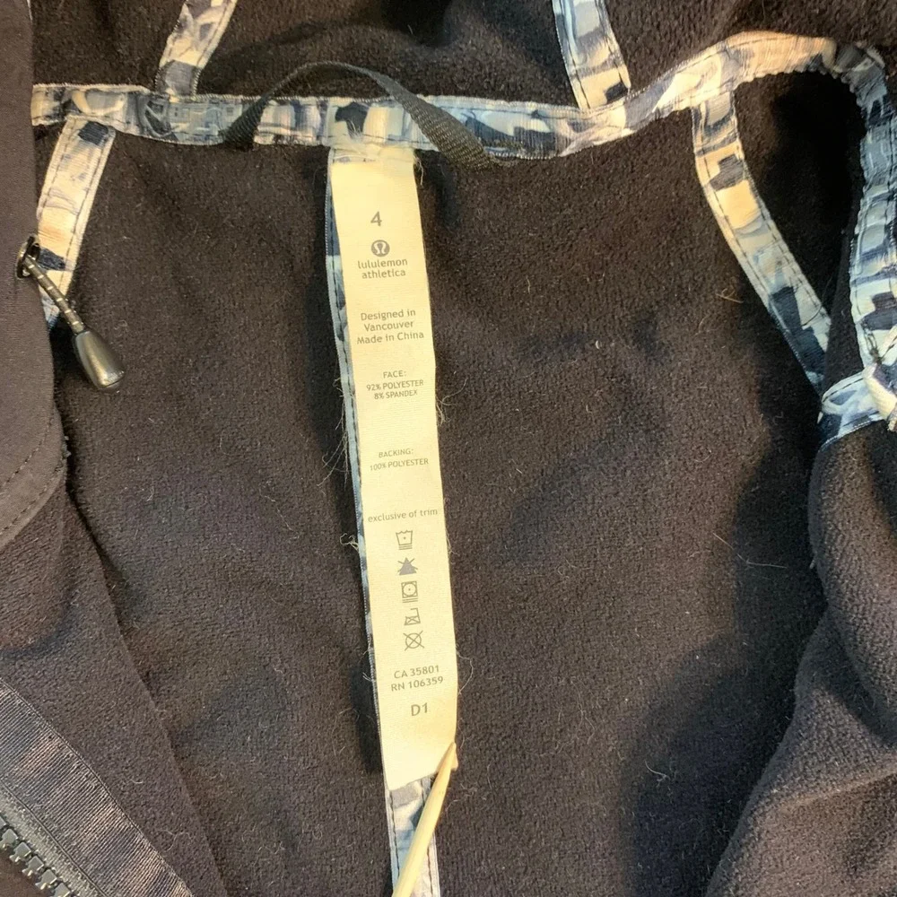 Lululemon Soft Shell Black Hooded Full Zip Long Jacket Coat Womens 4 Minimalist‎